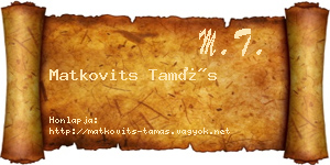 Matkovits Tamás névjegykártya